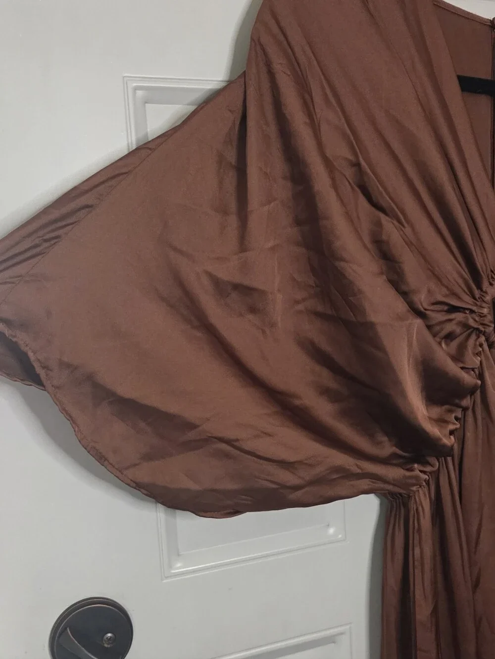 Zara - Rust Brown / Copper Pleated Wide-Leg Jumpsuit with Ring Detail